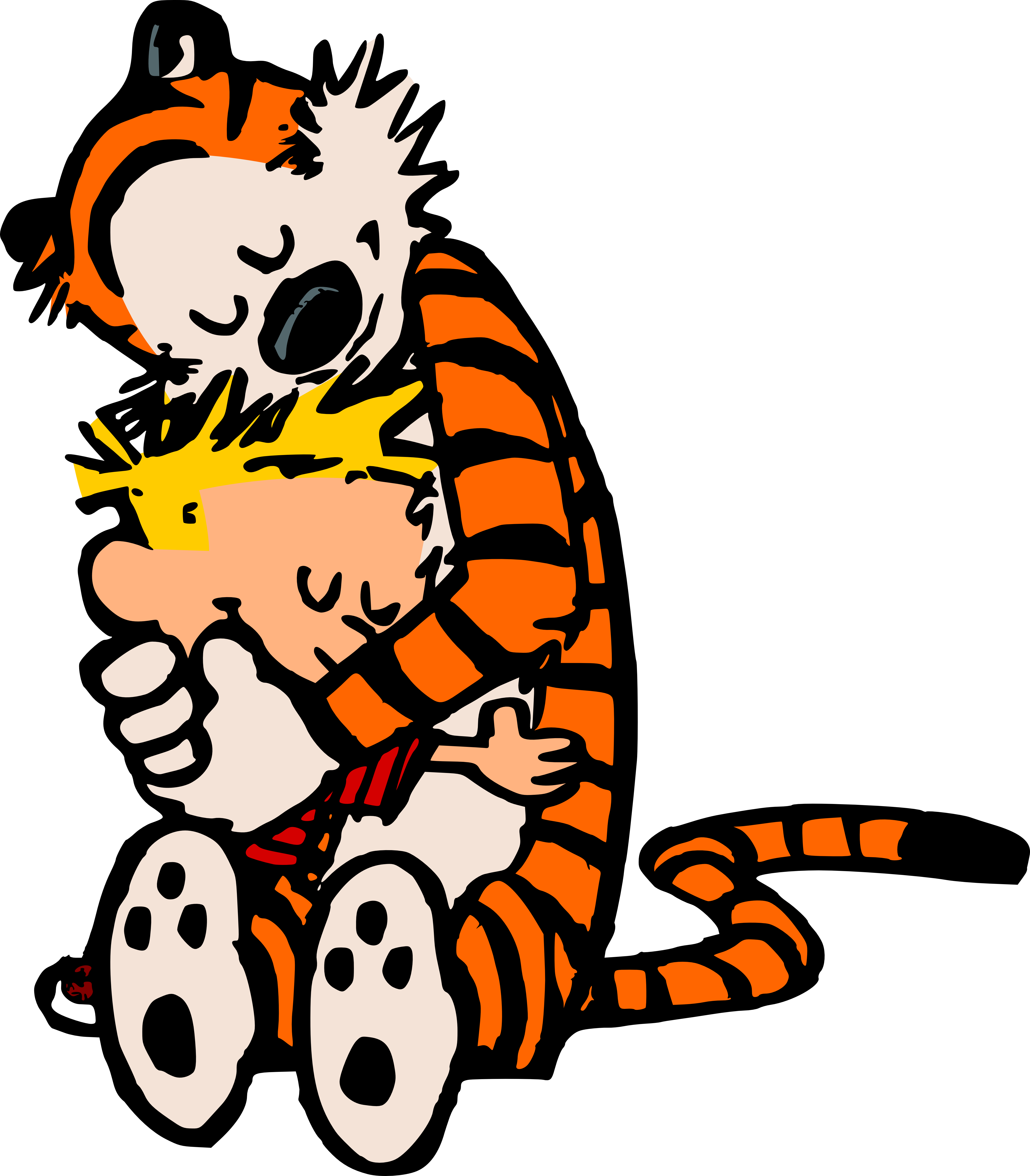 Calvin And Hobbes Hugging By Bradsnoopy97 On Deviantart - Calvin And Hobbes Png (4817x5500)