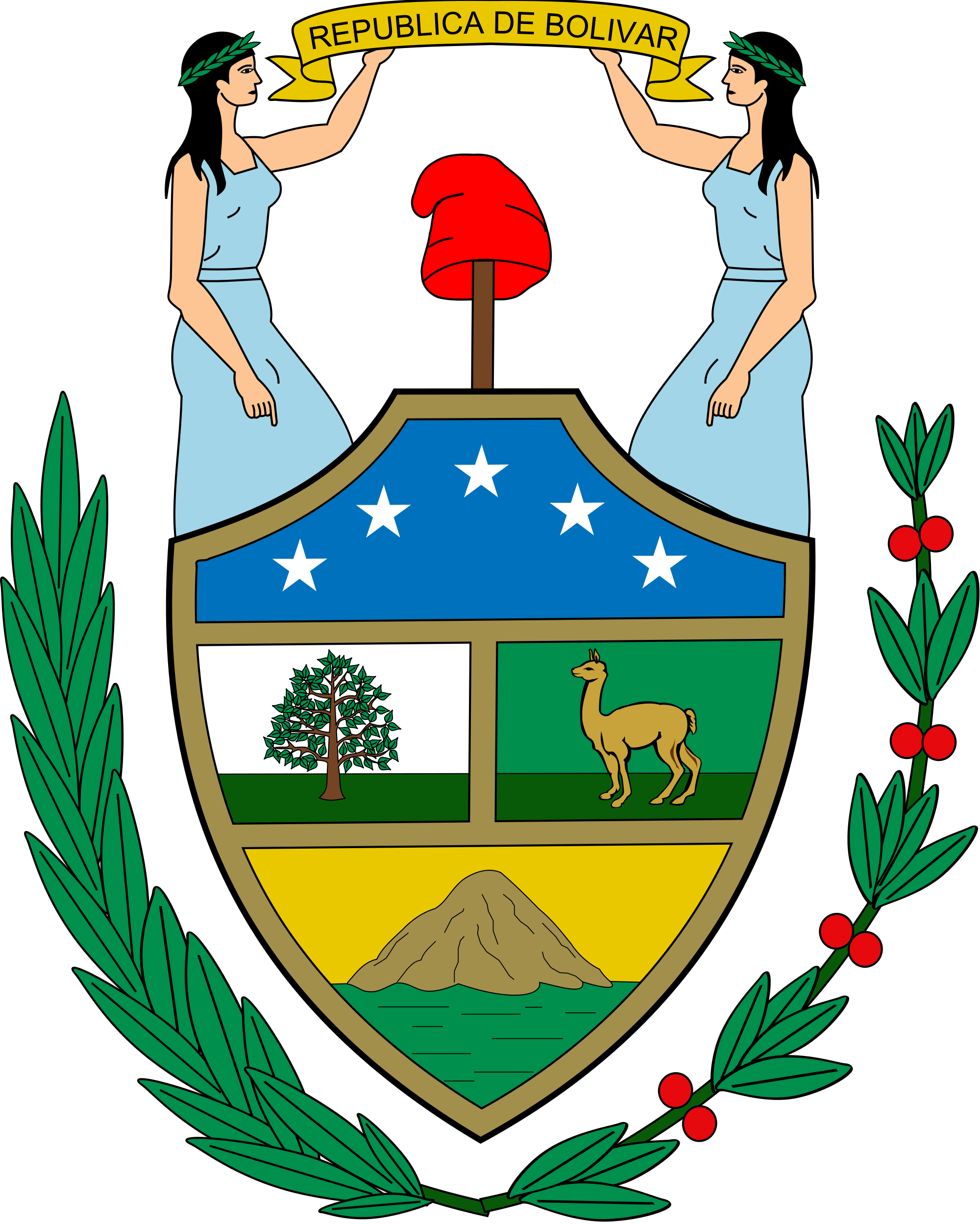 2000px-coat Of Arms Of Bolivia - Phrygian Cap Coat Of Arms (2000x2498)
