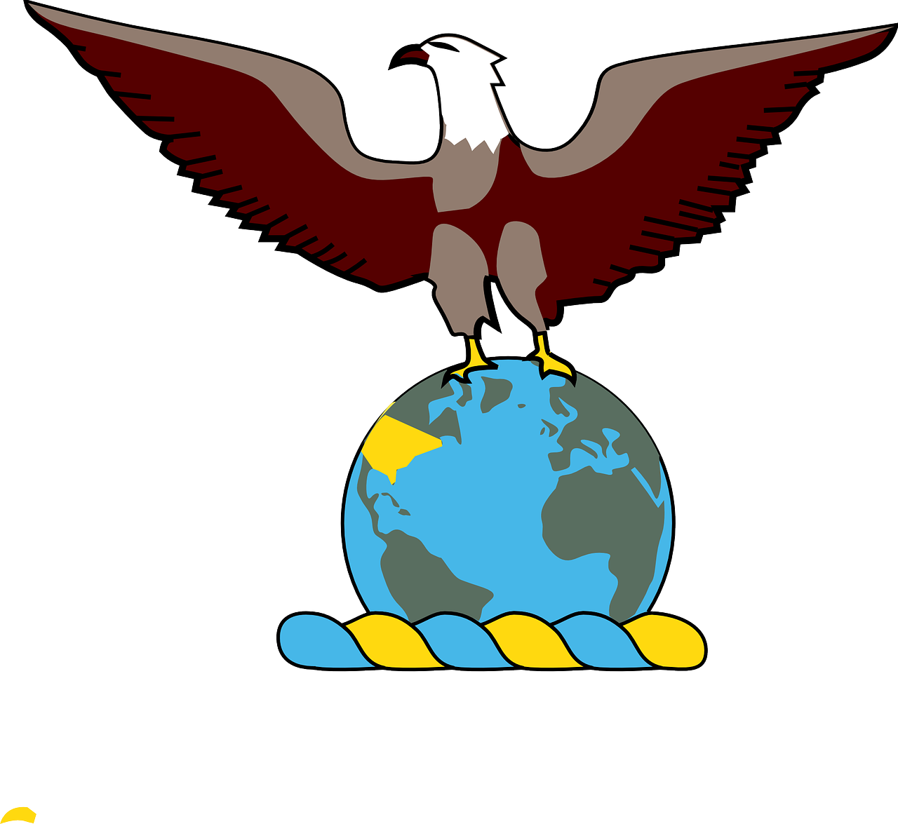 Eagle Over Globe Clip Art Free Vector - Eagle On Globe (1280x1175)