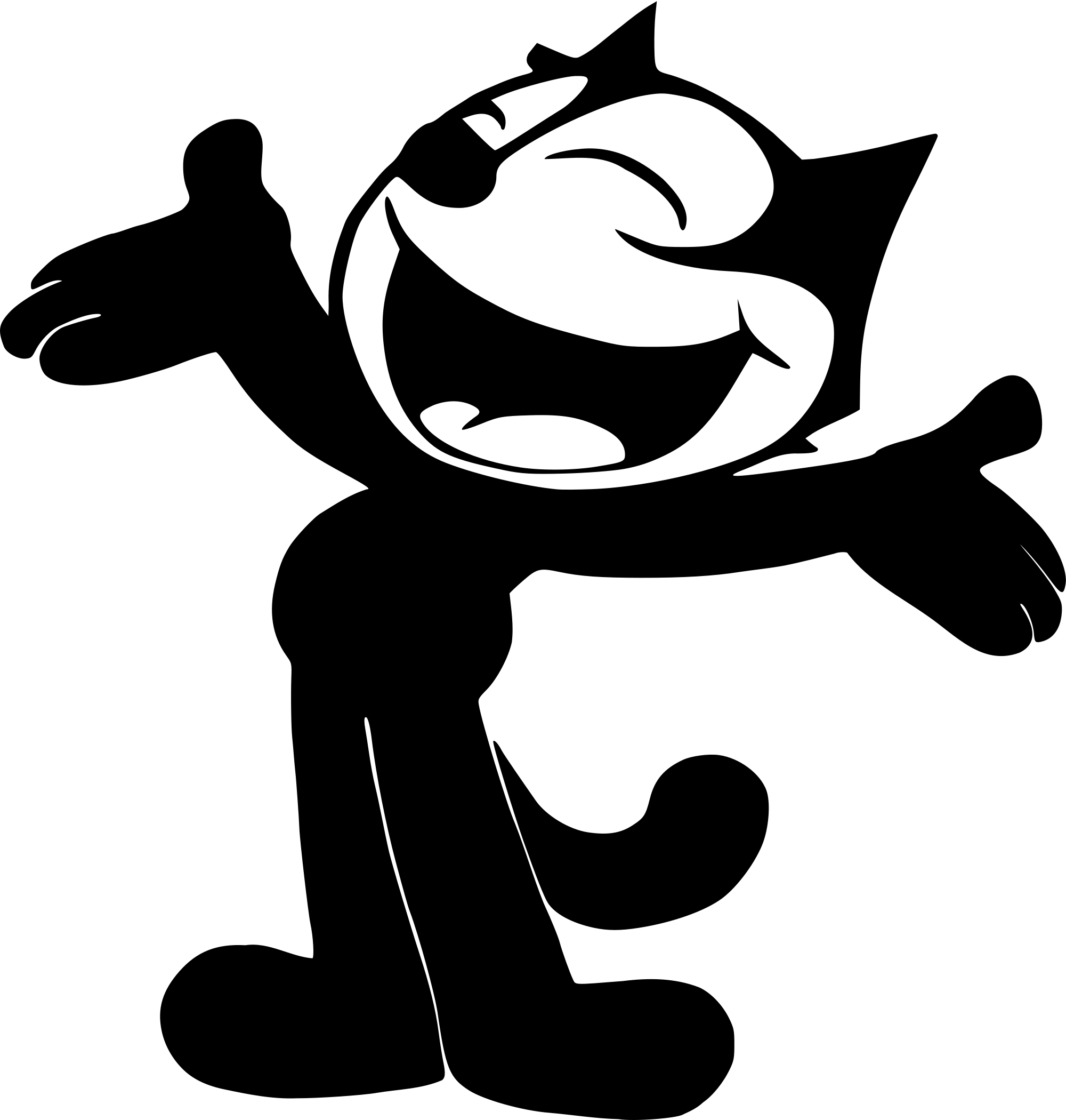 Pusy Cat Images - Black And White Cartoon Cat (2000x2100)