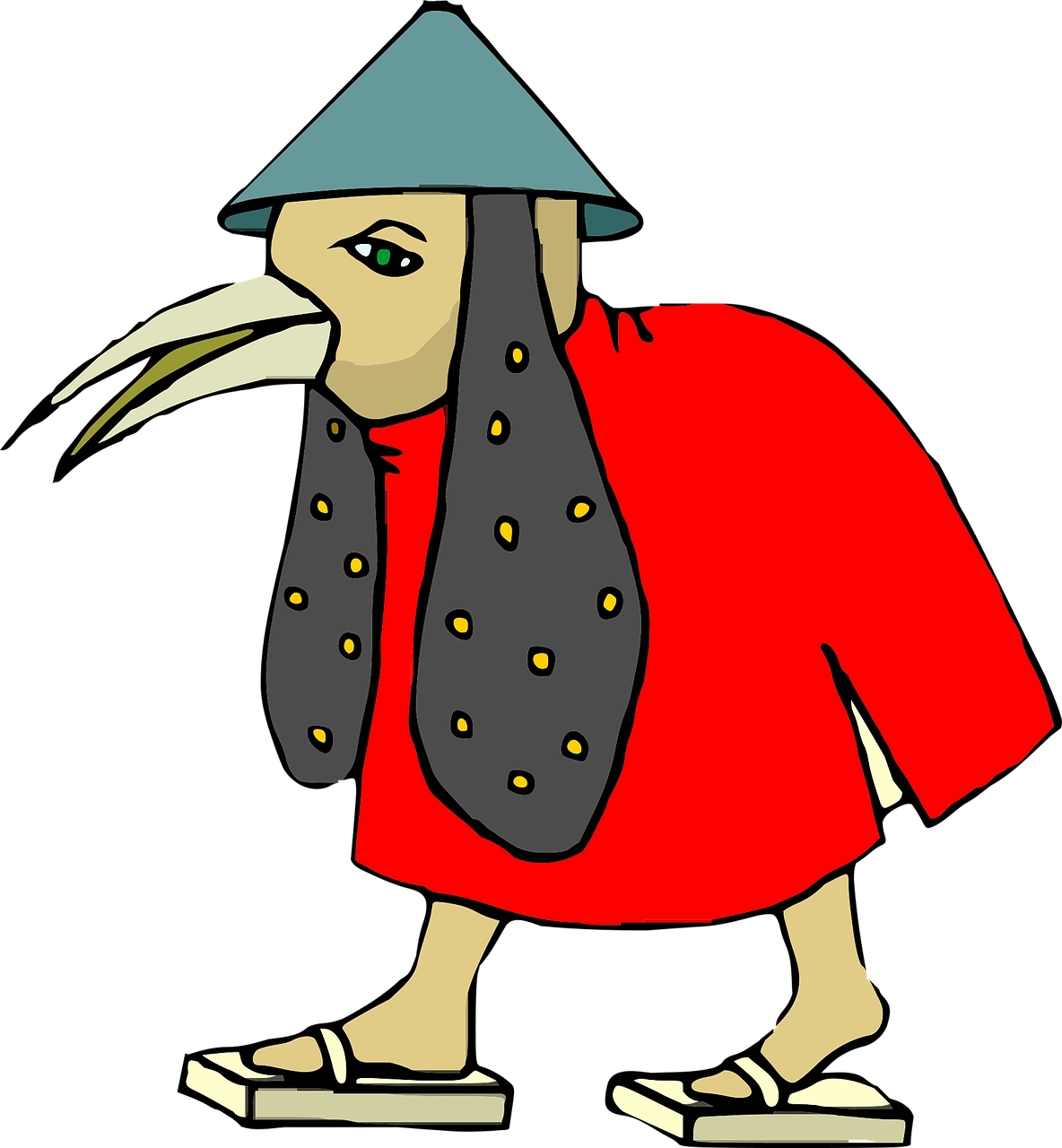 Herren Pantoletten Test - Asian Bird Cartoon (1184x1280)