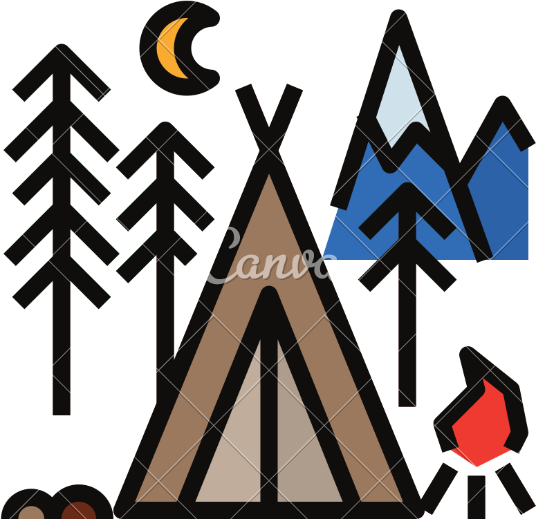 Camp Camping Tent Moon Icon - Camp Camping Tent Moon Icon (800x800)
