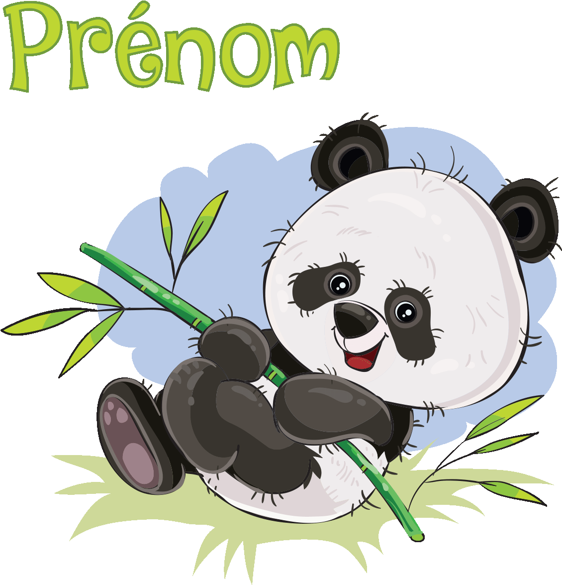 Sticker Prenom Personnalise Bebe Panda Et Son Bambou - Sticker Prenom Personnalise Bebe Panda Et Son Bambou (1200x1200)