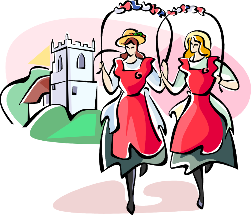 Vector Illustration Of English Folk Dance Morris Dancers - Vector Illustration Of English Folk Dance Morris Dancers (819x700)