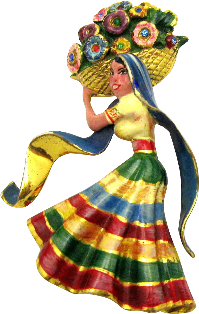Very Rare Coro Craft Corocraft Sterling Mexican Flowergirl - Very Rare Coro Craft Corocraft Sterling Mexican Flowergirl (1206x1206)