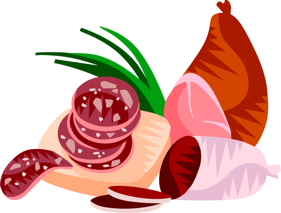 Vector Illustration Of German Salami Cured Sausage - Vector Illustration Of German Salami Cured Sausage (924x700)