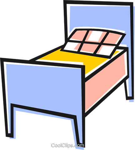 Single Bed Royalty Free Vector Clip Art Illustration - Single Bed Royalty Free Vector Clip Art Illustration (431x480)