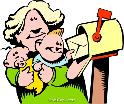 Cartoon Mother Getting The Mail Royalty Free Vector - Cartoon Mother Getting The Mail Royalty Free Vector (480x400)