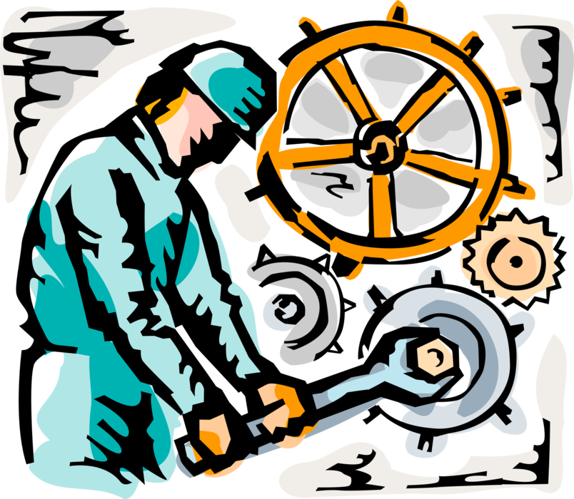 Vector Illustration Of Construction Worker Tightens - Vector Illustration Of Construction Worker Tightens (804x700)