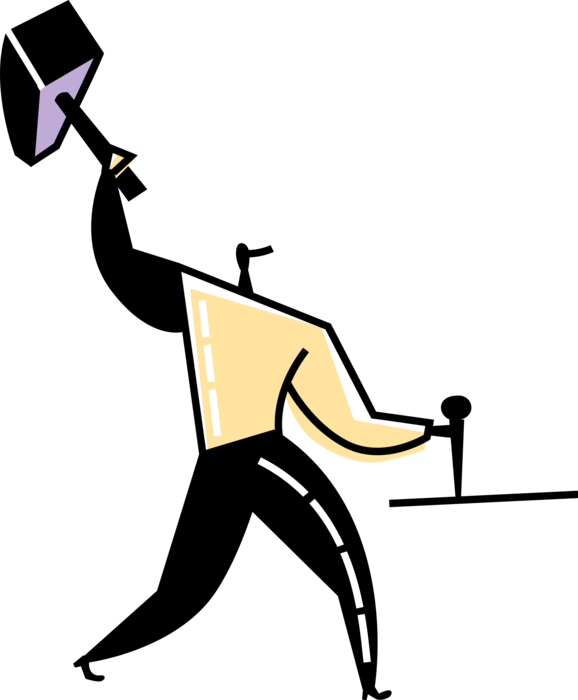 Vector Illustration Of Construction Worker Hammers - Vector Illustration Of Construction Worker Hammers (578x700)