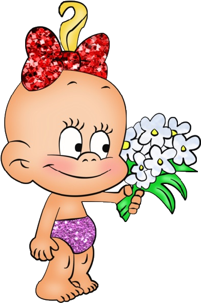 Cute Baby With Flowers Cartoon Clip Art Images Are - Cute Baby With Flowers Cartoon Clip Art Images Are (600x600)