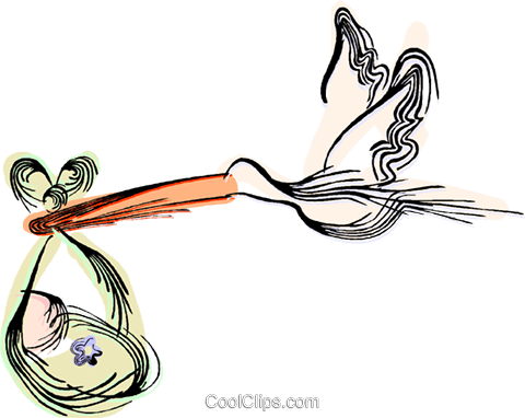 Stork Delivering A Baby Royalty Free Vector Clip Art - Stork Delivering A Baby Royalty Free Vector Clip Art (480x382)