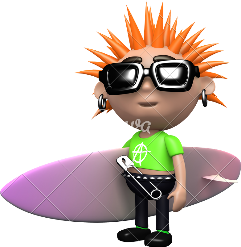 3d Punk With Surfboard - 3d Punk With Surfboard (782x800)