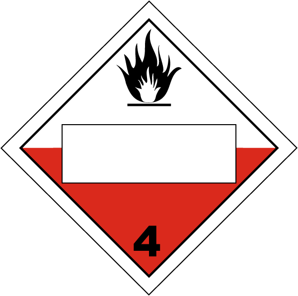 Combustible Class 4 Placard - Combustible Class 4 Placard (600x596)