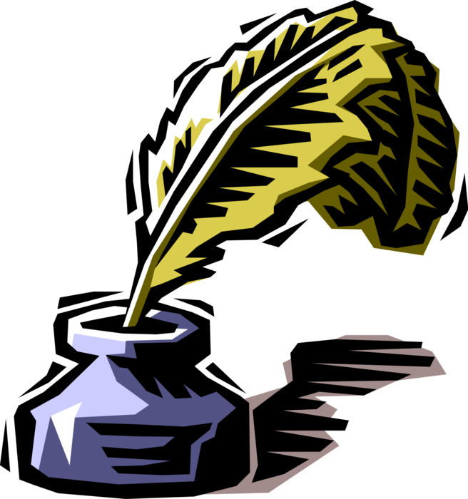 Vector Illustration Of Quill Pen Flight Feather Writing - Vector Illustration Of Quill Pen Flight Feather Writing (656x700)