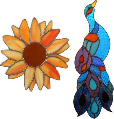 Flower Peacock From Scrap Glass - Flower Peacock From Scrap Glass (386x400)