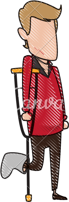 Cartoon Man Foot With Medical Plaster Disability Walking - Cartoon Man Foot With Medical Plaster Disability Walking (800x800)