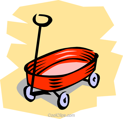 Kid's Red Wagon Royalty Free Vector Clip Art Illustration - Kid's Red Wagon Royalty Free Vector Clip Art Illustration (480x465)