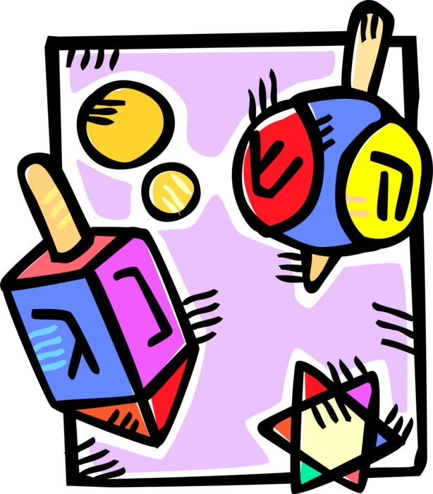 Vector Illustration Of Jewish Holiday Of Chanukah Hanukkah - Vector Illustration Of Jewish Holiday Of Chanukah Hanukkah (614x700)