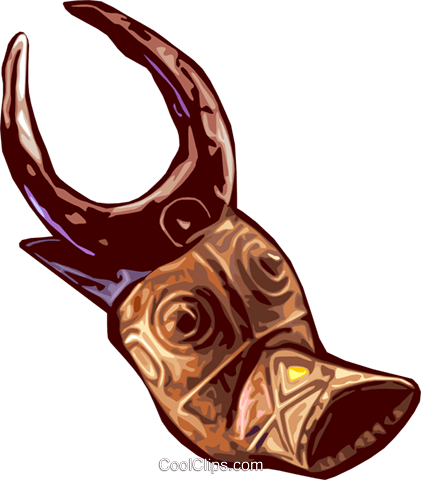 African Mask Royalty Free Vector Clip Art Illustration - African Mask Royalty Free Vector Clip Art Illustration (421x480)