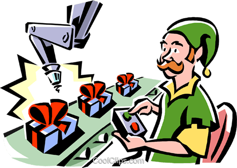 Elf Working On The Toy Assembly Line Royalty Free Vector - Elf Working On The Toy Assembly Line Royalty Free Vector (480x342)