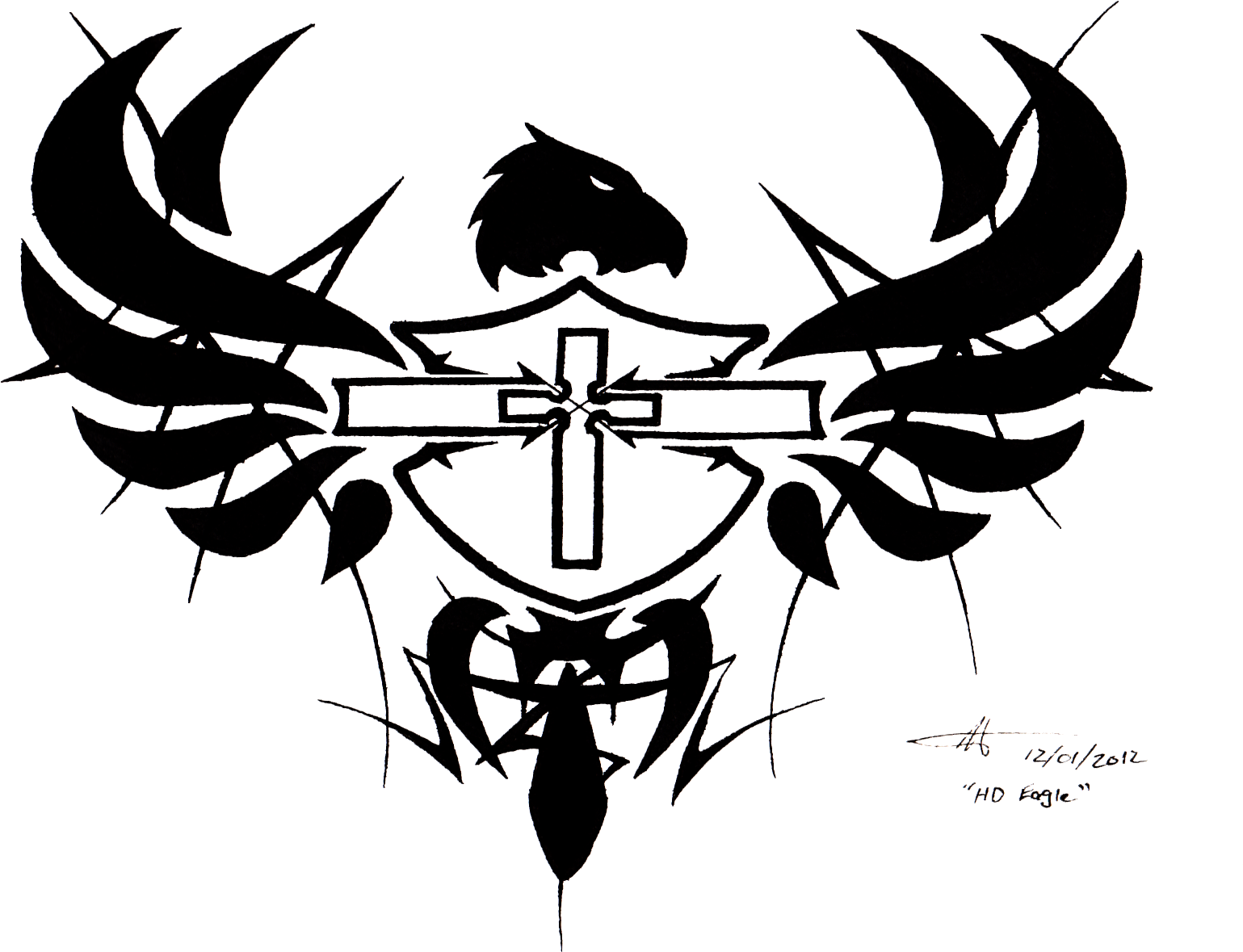 Drawn Shield Wing Tattoo - Drawn Shield Wing Tattoo (1712x1405)