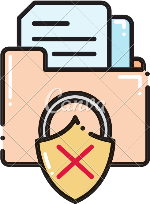 Dashed Line File Folder With Documents And Padlock - Dashed Line File Folder With Documents And Padlock (800x800)