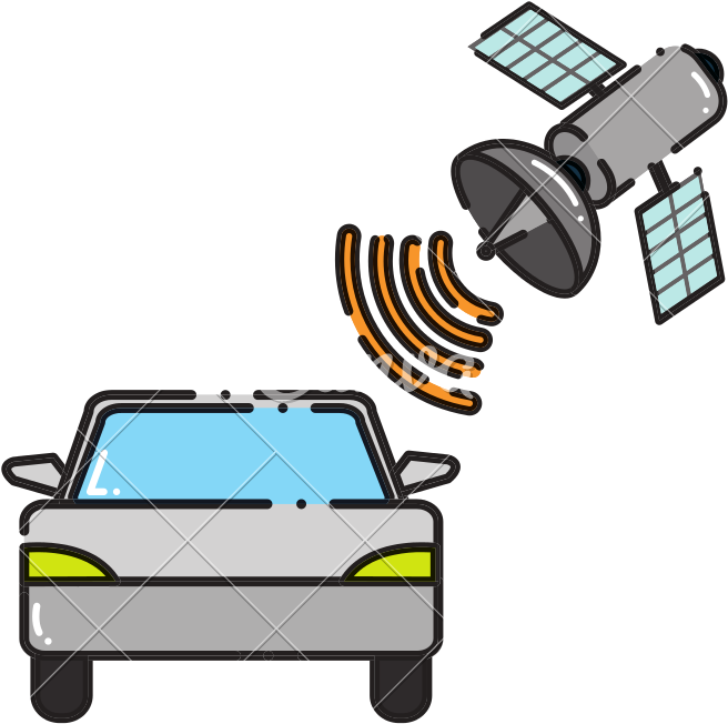Dashed Line Car Transportation With Satellite Global - Dashed Line Car Transportation With Satellite Global (800x800)