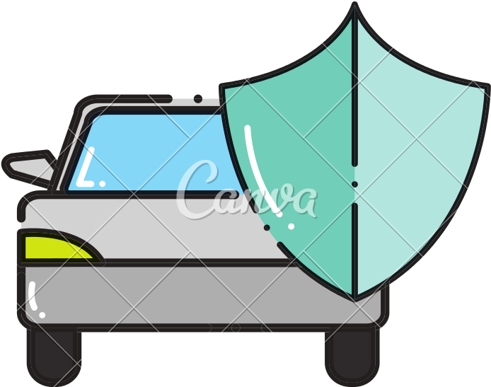 Dashed Line Car Transport With Shield Security Design - Dashed Line Car Transport With Shield Security Design (800x800)