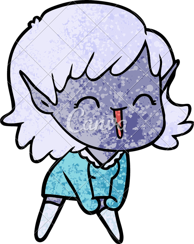 Cartoon Elf Girl Vector Illustration Design - Cartoon Elf Girl Vector Illustration Design (636x800)