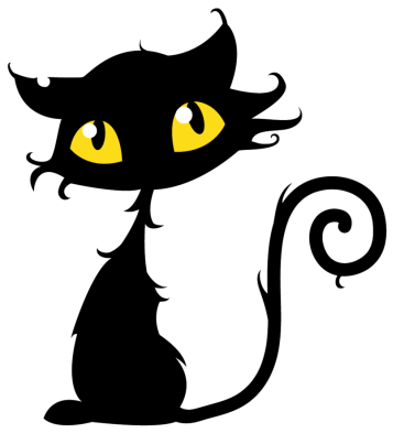 Halloween Black Cat Clipart - Halloween Black Cat Clipart (399x423)