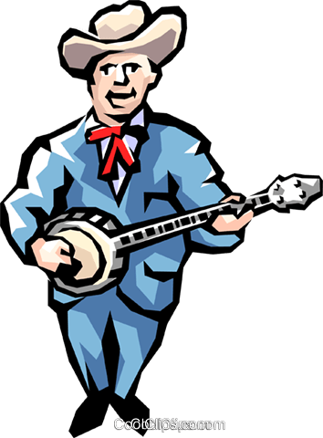 Banjo Player Royalty Free Vector Clip Art Illustration - Banjo Player Royalty Free Vector Clip Art Illustration (354x480)