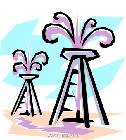 Oil Wells Royalty Free Vector Clip Art Illustration - Oil Wells Royalty Free Vector Clip Art Illustration (431x480)