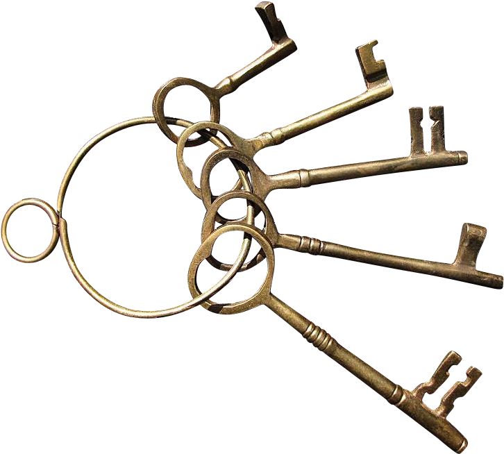 Set Of Five Brass Decorator Skeleton Keys On A Brass - Set Of Five Brass Decorator Skeleton Keys On A Brass (785x785)