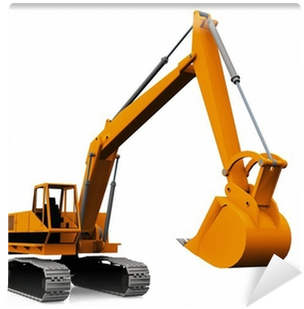 Mechanical Excavator On A White Background Wall Mural - Mechanical Excavator On A White Background Wall Mural (400x400)