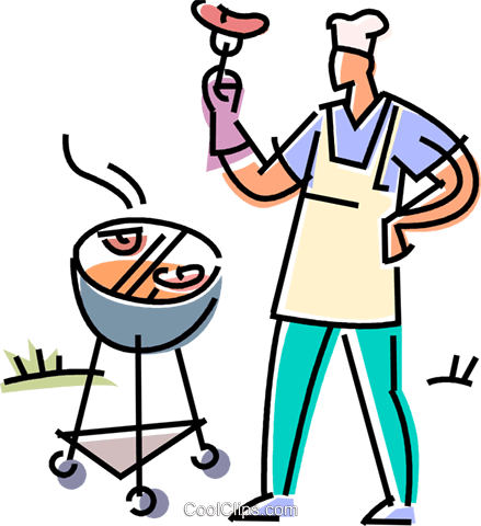 Man Preparing Food On The Barbecue Royalty Free Vector - Man Preparing Food On The Barbecue Royalty Free Vector (439x480)