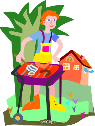Man Having A Bbq Royalty Free Vector Clip Art Illustration - Man Having A Bbq Royalty Free Vector Clip Art Illustration (363x480)