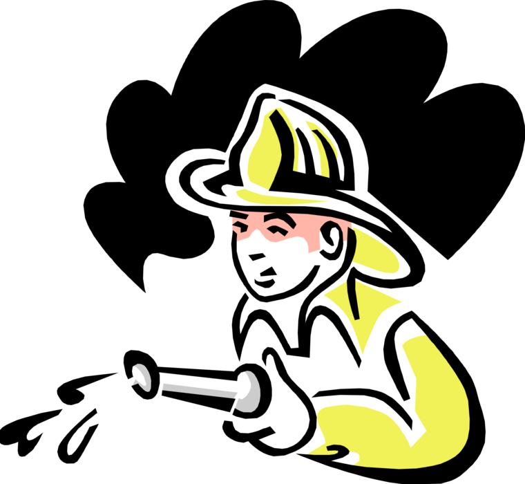 Vector Illustration Of 1950's Vintage Style Child Fireman - Vector Illustration Of 1950's Vintage Style Child Fireman (760x700)