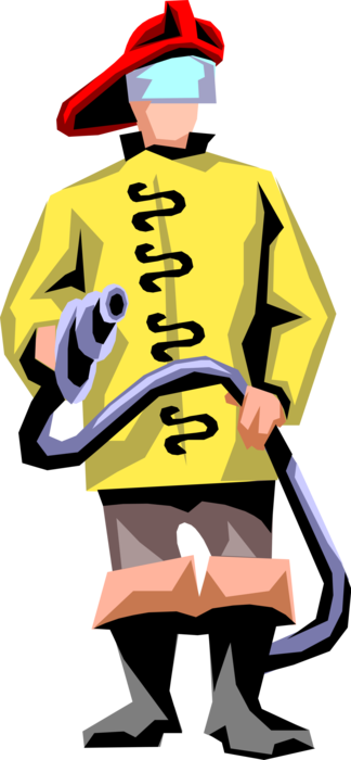 Vector Illustration Of Fireman Ready To Fight Fire - Vector Illustration Of Fireman Ready To Fight Fire (324x700)