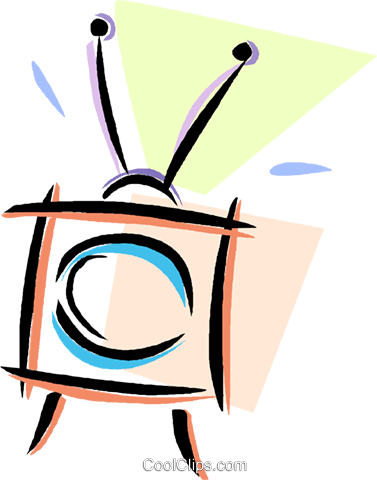 Television With Rabbit Ears Royalty Free Vector Clip - Television With Rabbit Ears Royalty Free Vector Clip (377x480)