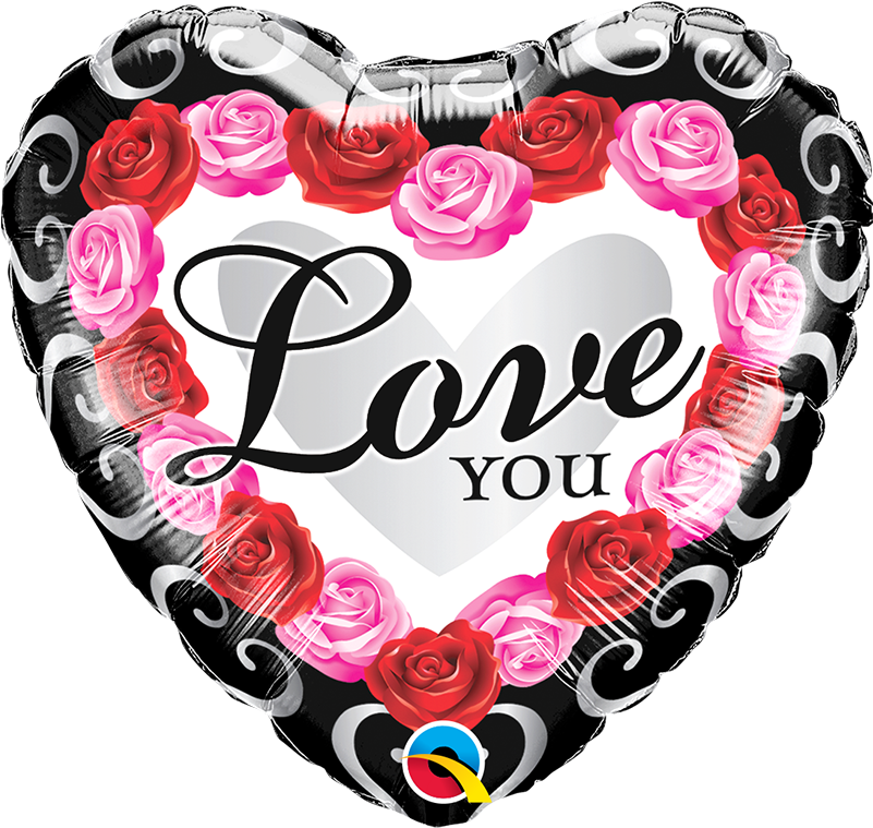 Love You Red Rose Frame Foil Balloon Q54858 - Love You Red Rose Frame Foil Balloon Q54858 (800x800)