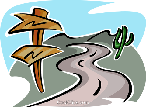Road With Sign And Cactus Royalty Free Vector Clip - Road With Sign And Cactus Royalty Free Vector Clip (480x352)