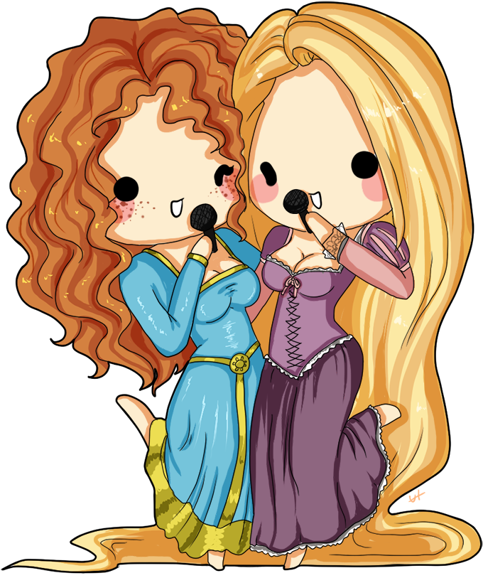 Rapunzel And Merida By ~yoshiebutt - Rapunzel And Merida By ~yoshiebutt (771x900)