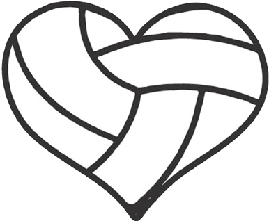 Volleyball Heart Decal 275″ White/black 1 Per Sheet - Volleyball Heart Decal 275″ White/black 1 Per Sheet (450x450)