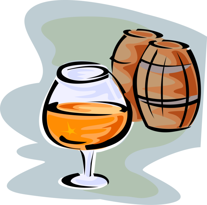 Vector Illustration Of Snifter Of Cognac French Brandy - Vector Illustration Of Snifter Of Cognac French Brandy (705x700)