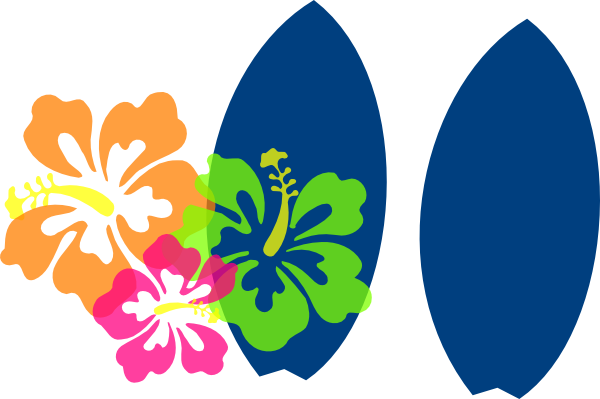 Hibiscus Clipart Surfboard - Hibiscus Clipart Surfboard (600x399)