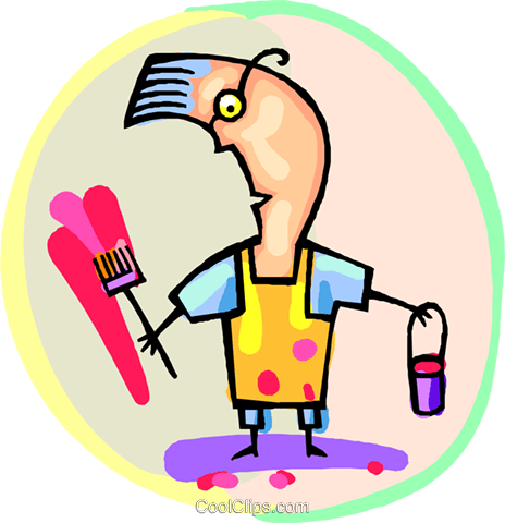 Man Painting Royalty Free Vector Clip Art Illustration - Man Painting Royalty Free Vector Clip Art Illustration (464x480)