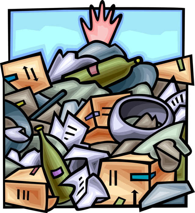 Hand Buried Under Pile Of Garbage Vector - Hand Buried Under Pile Of Garbage Vector (639x700)