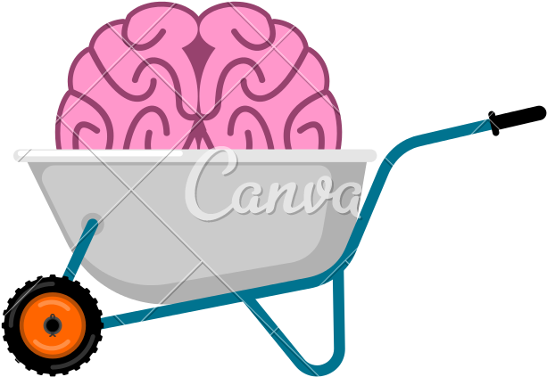 Wheelbarrow And Brain Vector Illustration Design - Wheelbarrow And Brain Vector Illustration Design (800x800)