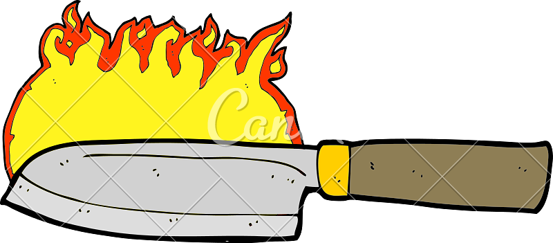 Cartoon Kitchen Knife On Fire - Cartoon Kitchen Knife On Fire (800x351)